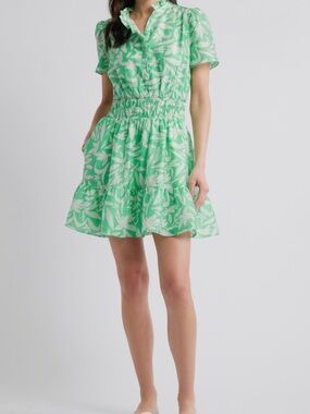 Caslon Mint Green Floral Smocked Mini Dress